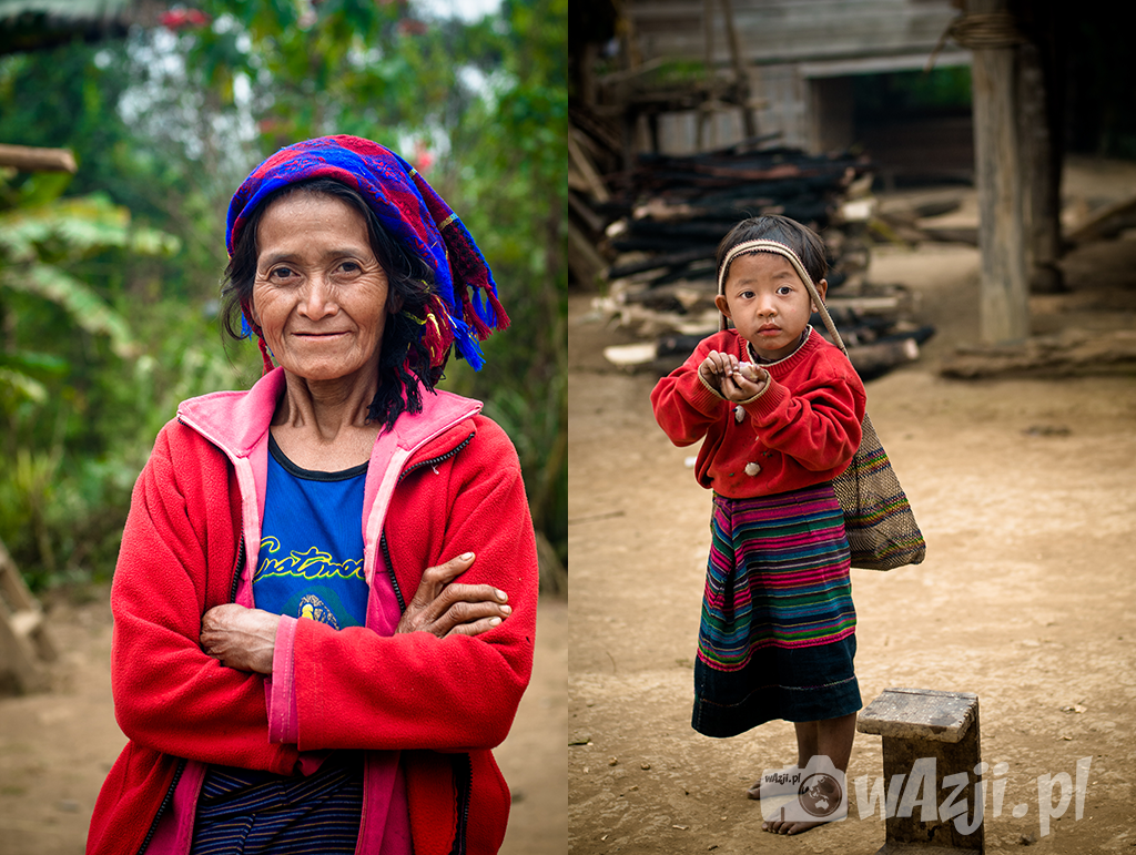 Portrety z wioski Khamu w okolicy Luang Nam Tha.